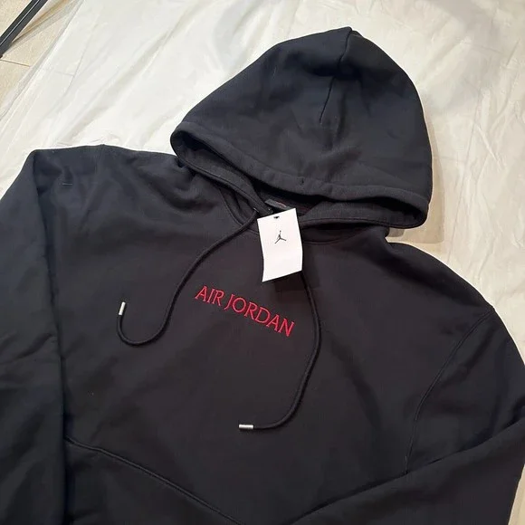 Nike Men's Air Jordan Pullover Cotton Hoodie Sportswear Black Size Large Sport - Picture 2 of 12